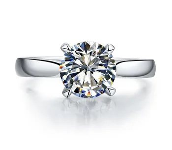 2Ct Solitaire Runde Cut Diamant Ring Solid Platinum 950 Ring Hvid Guld Vielsesring til Kvinder