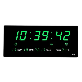 Stue 6 cifre led kalender vægur med termometer Power off time memory clock store tal plugin vækkeur