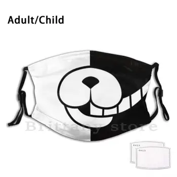 Monokuma Voksne Børn Genanvendelige Pm2.5 Filter Maske Anime Tegnefilm Dangaronpa