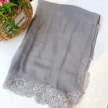 KMS Klassisk høj kvalitet silke, blonder scarvf tørklæde solcreme og strand tørklæde sjal til Kvinder 65*185 cm