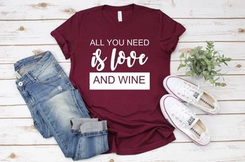 Valentines-Shirt, Alt du behøver er kærlighed og vin,XOXO Shirt,Valentines Tshirt,Valentines Dag Shirt,Valentines Shirt kvinder - L970