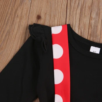 Pudcoco Toddler Baby Pige Tøj ensfarvet langærmet Pjusket Skulder T-Shirt Dot Rem Nederdel Med Bue 2stk Nyeste Udstyr