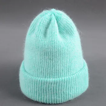 Efterår og vinter kanin hår Vinter skullies Hat mode varme huer hatte afslappet kvinder solid voksen kanin caps dække hovedet
