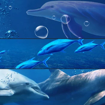 Brugerdefineret Selvklæbende Badeværelse Vægmaleri Tapet 3D Delfin Undersøiske Verden Baggrund Wall Decor Vandtæt PVC Vinyl 3D Klistermærker