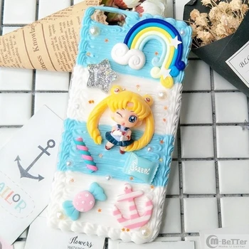 DIY-case til iPhone 11 pro max 3D blomst telefon dække iP-XS ANTAL håndlavet creme shell ip-6/6s 7/8 plus pige gave Sailor moon X/XR