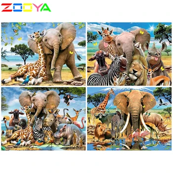 Zooya Diamant Maleri, Broderi Dyr Hjem Dekoration, Mosaik Elefant Broderi Giraf Diamant Hjem Dekoration Sp214