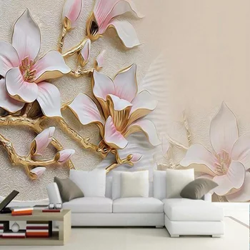 3D Wallpaper HD Præget Magnolia Blomster Foto Vægmaleri Stue Home Decor Tapet Moderne Abstrakte Papel De Parede Blomster 3D