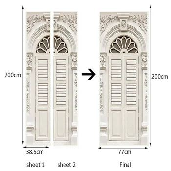 PVC Selvklæbende Vandtæt Dør Mærkat 3D Stereo Hvid dørkarm Stue, Soveværelse Europæisk Stil Luksus Home Decor Vægmalerier