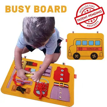 Busy Board Montessori Legetøj Aktivitet Bord Pædagogisk Læring Legetøj For Børn, Der Leveres Med 9 Forskellige Spænder Til Børn