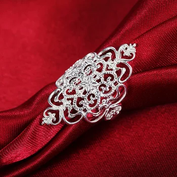 DOTEFFIL 925 Sterling Sølv Mønster Hule Ring For Kvinder Mode, Bryllup, Engagement Party Gave Charme Smykker