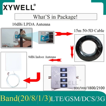 4G LTE800 900 1800 2100 mhz Mobiltelefon Booster Fire-Band GSM-Signal Booster 2G 3G 4G LTE Cellulære Repeater GSM DCS WCDMA