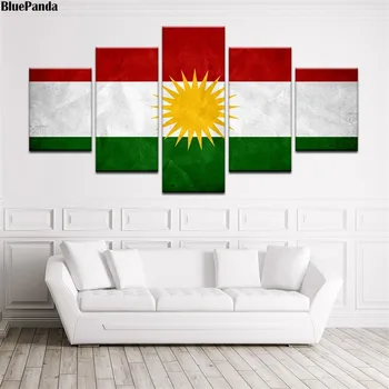 Kurdistan Flag HD Lærred 5 Stykker Maleri, Olie Print Plakat Wall Art Moderne Billede Til stuen Home Decor