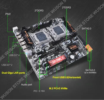 HUANANZHI Dual X79 M. 2 Slot Bundkort med CPU-Intel Xeon E5 2690V2 3,0 GHz RAM 64G(4*16G) Alle Testede Købe Computer til Salg