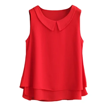 Mode til Kvinder Bluser 2020 Sommeren Ærmeløse Shirts Plus Størrelse 5XL Chiffon Blouse Nye Ankomst Casual Løs Kvinder Skjorte