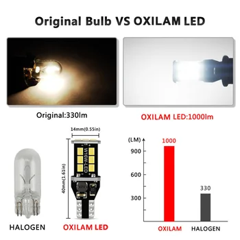 OXILAM 2stk Canbus T15 LED Omvendt Lys W16W 921 912 Pære Back Up Lampe til Bilen Auto Udvendige Lys Super Lyse 6W 12V Hvid