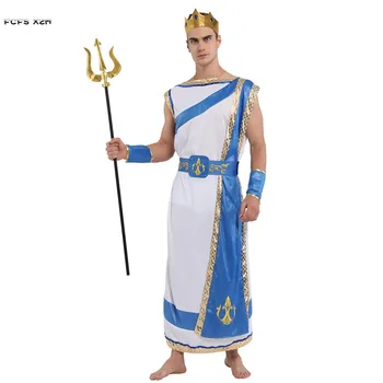 Mænd græske mytologi Neptun Poseidon Cosplays Halloween kongen af alle guder, Zeus kostumer til Karneval Purim Maskerade part kjole