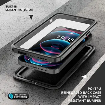 For iPhone-12 Pro-Vandtæt etui Indbygget Skærm Beskytter hele Kroppen Beskyttelse Heavy Duty stødsikker, støvtæt Dække 6.1 tommer