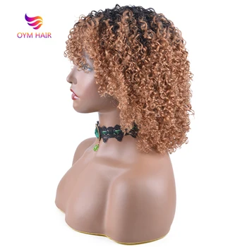 Kort Menneskehår Parykker, Afro Kinky Krøllet Paryk Ombre Remy Human Hair Parykker For Sorte Kvinder Brasilianske Korte Pixie Cut Bob Krøllet Paryk