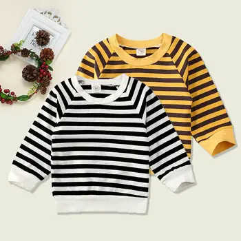 Spædbarn Baby Dreng Piger Stribede Toppe Lange Seeve T-shirt Cottom Tøj Tøj Efterår og Vinter Barn T-shirts