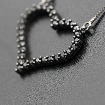 Klassisk Hjerte form Halskæde Kvinder Smykker Mode Cubic zirconia halskæde med sort forgyldt For Romantiske Kvinder Gave