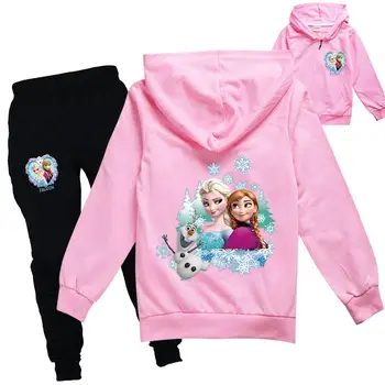 Disney Pige Falde 2020 Afslappet Vinter Pullover Tøj Sæt Frosne Elsa Anna Kawaii Små Piger Træningsdragt Børn Tøj