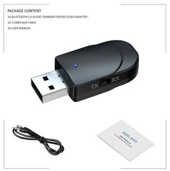 Tebe Bluetooth-5.0 Receiver Transmitter 3 I 1 Mini Stereo RCA AUX 3,5 mm Stik, USB Audio Trådløse Adapter Til TV, PC Bil Hovedtelefon