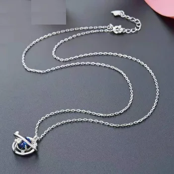 Små, friske glas pendel s925 sterling sølv planet halskæde damer kreative retro kravebenet kæde