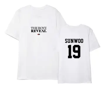 Kpop den boyz nye album afsløre, medlem navn udskrivning o-neck t-shirt unisex sommeren kortærmet t-shirt i sort/hvid