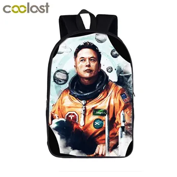 Indtager Mars SpaceX Starman Rygsække Elon Musk Teenager Dreng Piger Skoletasker Kvinder Mænd Laptop Backpack Børn Elevens Bog Taske