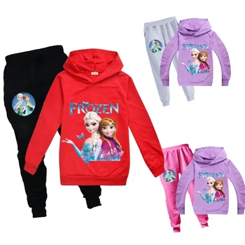 Disney Børn Træningsdragt Børn Tøj Sæt Baby Piger Sport Passer Sweatshirts Og Hættetrøjer Med Bukser 2 Stk Frosne Elsa Tøj