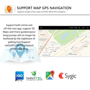 Podofo Android 8.1 2 Din Bil Multimedia-afspiller, GPS, WIFI Autoradio 7