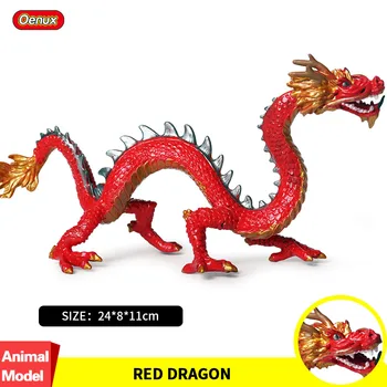Oenux Oprindelige Simulering Red Dragon Action Figurer 24x8x11cm Kinesiske Drage Model Pvc af Høj Kvalitet Naturtro Uddannelse Kids Legetøj