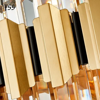 Moderne guld lysekrone til levende værelses luksus runde krystal lampe, boligindretning kæde led cristal lamper