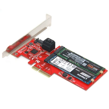 M2 SATA Raid Controller-Kort PCI Express X4 at 2Port 6 gbps SATA 3.0 + 2Port M. 2 NGFF SSD B-Tasten Støtte RAID0 RAID1 AHCI Mode NYT