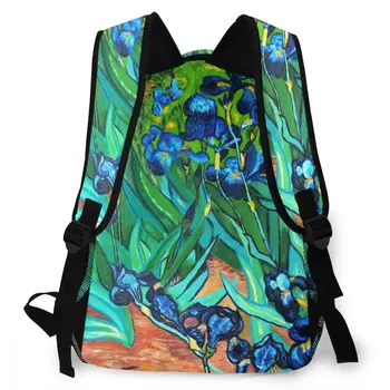 Van Gogh Rygsæk iris Olie Maleri Rygsække til Mænd - Kvinder ' s Høje kvalitet Taske Travel Trendy Multi Pocket Print skoletasker
