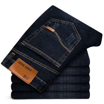 Brother Wang Mærke Mænds Slim Fit Jeans Mode Virksomhed i Klassisk Stil Stretch Jeans Denim Bukser, Casual Bukser Mandlige Sort Blå