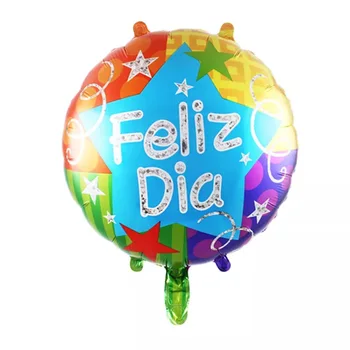 10 stykker 18 tommer spanske Happy birthday party dekoration Balloner tillykke med Fødselsdagen runde stjerner helium Baby Brusebad Balloner