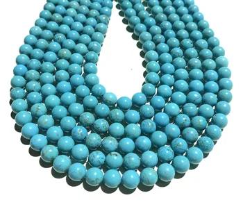 10mm Blå Turkis Perler Naturlig Glat Rund Løs Smykkesten Spacer Perler, Smykker at Gøre DIY Armbånd Tilbehør Fabrik