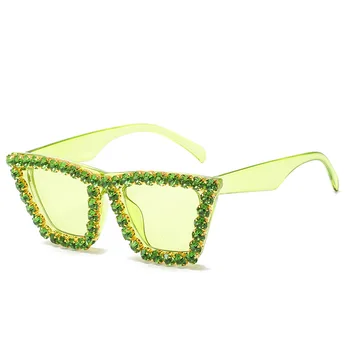 Overdimensionerede Pladsen Diamant Solbriller Kvinder Store Billede Luksus Krystal Sol Briller er For Kvinder, Mænd Rhinestone Brillerne UV400