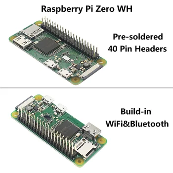 Raspberry Pi Nul WH 1 ghz 512 mb RAM Bord indbyggede Trådløse WiFi og Bluetooth med 40Pin Pre-Loddede GPIO Overskrifter Pi Nul W