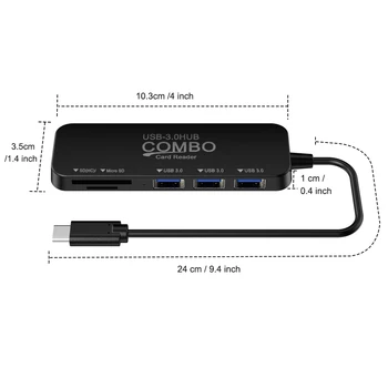 USB-C Til USB 3.0 Hub High Speed Splitter Adapter Kabel Til MacBook Pro Bærbar MacBook PC SD-TF Kort Type-C Tilbehør