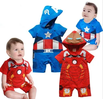 Baby Cosplay Tøj~Iron Man & Captain America Hætteklædte Stil Baby Dreng Sparkedragt/Cool Heldragt 3039
