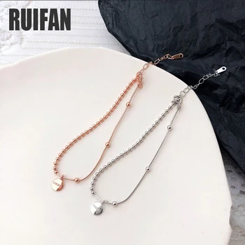 Ruifan Trendy HELDIG Bogstav Vedhæng i Hvid/Rosa Guld 925 Sterling Sølv Armbånd til Kvinder, Kvindelige Mode-Perler Armbånd YBR176