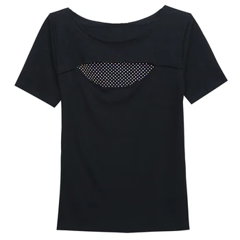 Sommeren Europæisk Tøj, T-shirt Mode Sexet Hule Ud Diamanter Kvinder Toppe Ropa Mujer Korte Ærmer Bomuld t-Shirts 2020 Nye T05513