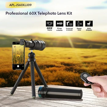 APEXEL Valgfri HD-60X metal teleskop teleobjektiv monokulare mobile linse+ udvides stativ til iPhone Huawei Smartphones
