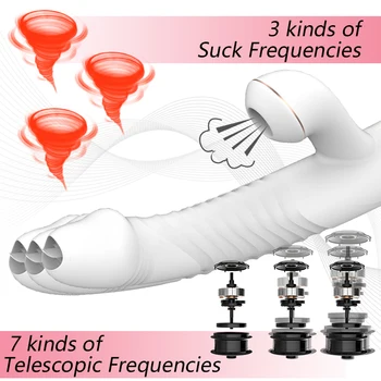 Sugende Dildo Vibrator G Spot Skeden Massageapparat Onani Sex Legetøj til Kvinder Oralsex Klitoris StimulatorTelescopic Vibrator