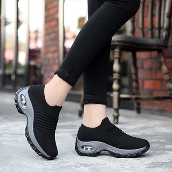 Kvinder walking sko Mode Afslappet Sport Sko Sneakers Efteråret Platform Fladskærms-Slip-on Komfortable Udendørs