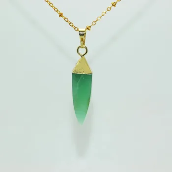 Mode Smykker Grønne naturlige Australien sten guld punkt halskæde rå Chrysopras vedhæng kæde halskæde til kvinder gave