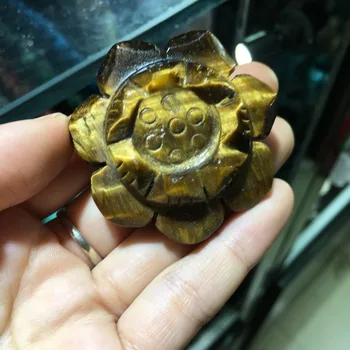 1stk naturlige tiger eye kvartskrystal hånd udskæring lotus blomst figur reiki healing, krystaller, ædelsten, hellig og ren symbol