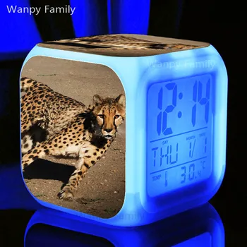 Prairie killer Cheetah Vækkeur Til børneværelset Multifunktion Lysende LED Farve Skiftende Vækkeur